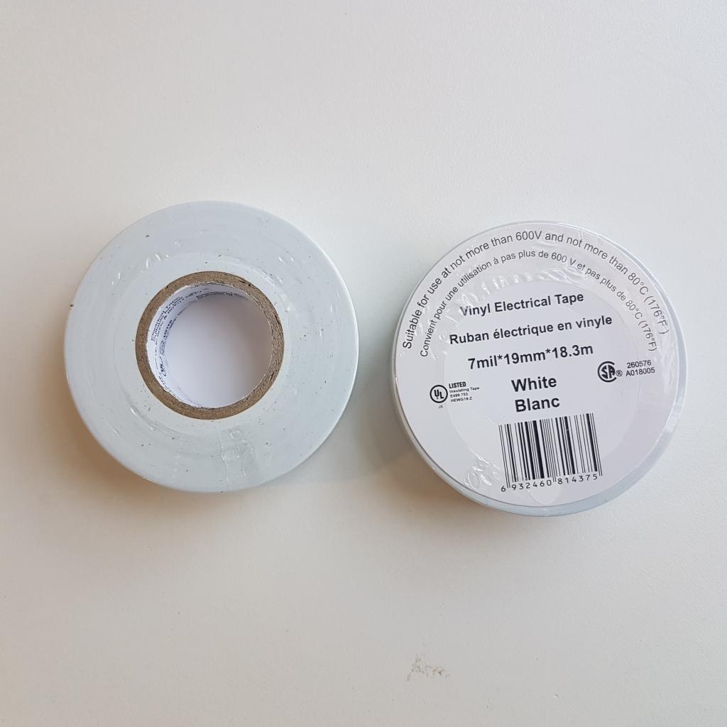 Vinyl Electrical Tape - WHITE (7mil *19mm*18.3m)